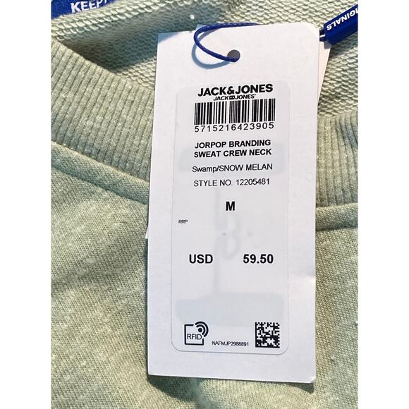Jack & Jones Originals Sweat Crew Men's Medium Neck Snow Melan Copenhagen - Picture 10 of 11